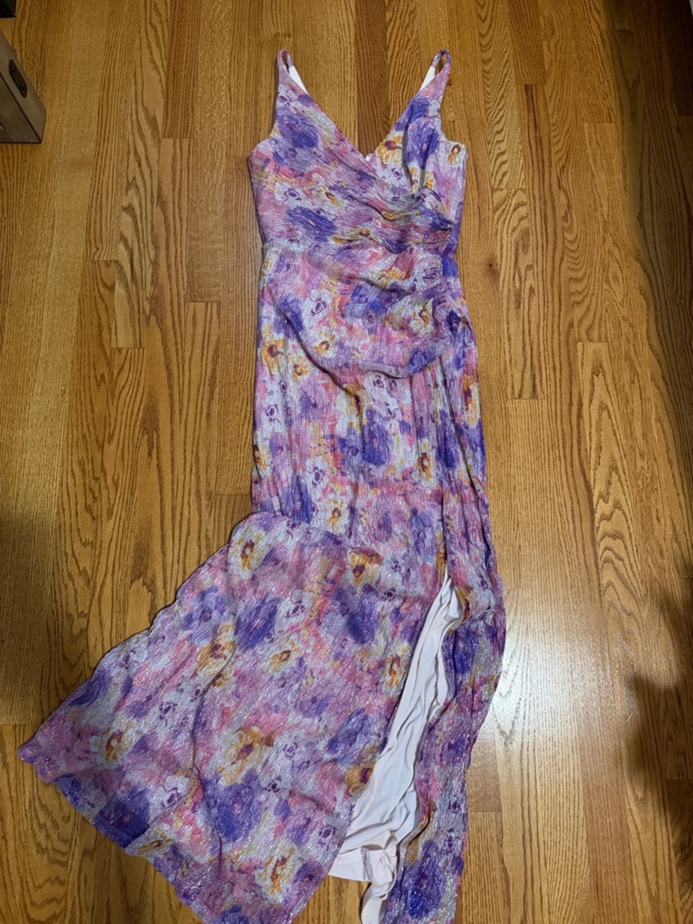 Dress the Population Purple Multi Floral V-Neck Maxi Dress